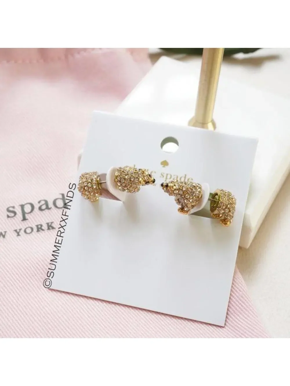 Kate Spade Cold Comfort Pave Polar Bear Earrings